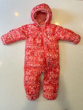 Columbia Pink and Red Infant Hooded Snowsuit